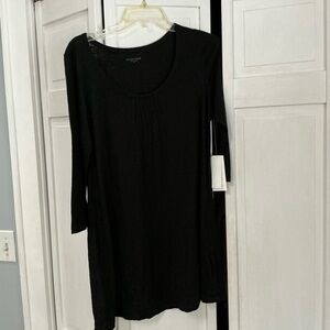 Eileen Fisher Black Long-Sleeve Scoop Neck Tunic